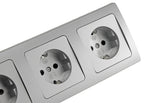 DELPHI Starter 3 Steckdo.+ 3-fach Rahmen 250V~/ 16A, Klemmanschluss, silber