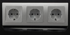 DELPHI Starter 3 Steckdo.+ 3-fach Rahmen 250V~/ 16A, Klemmanschluss, silber