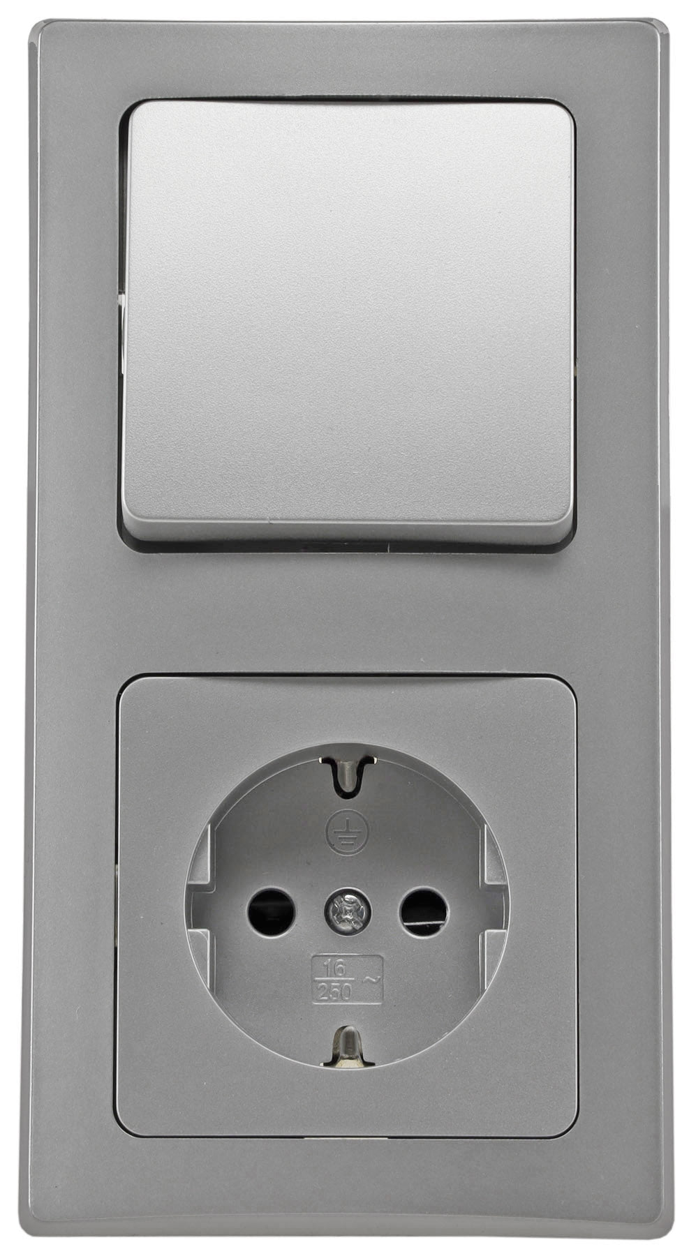 DELPHI Starter Steckdo.+ WS+ Rahmen 250V~/ 16A, Klemmanschluss, silber