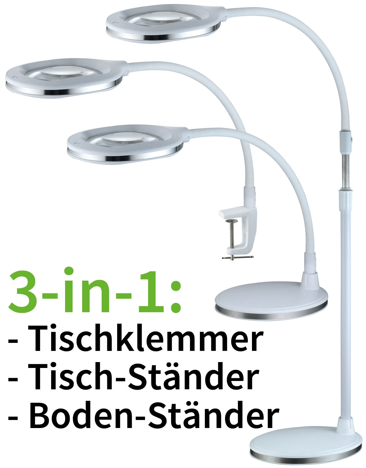 Lupenleuchte 3 Dioptrien "CT-LL 67 3in1" 5/10W, 670lm, 6400K, Standfuss + Klemme