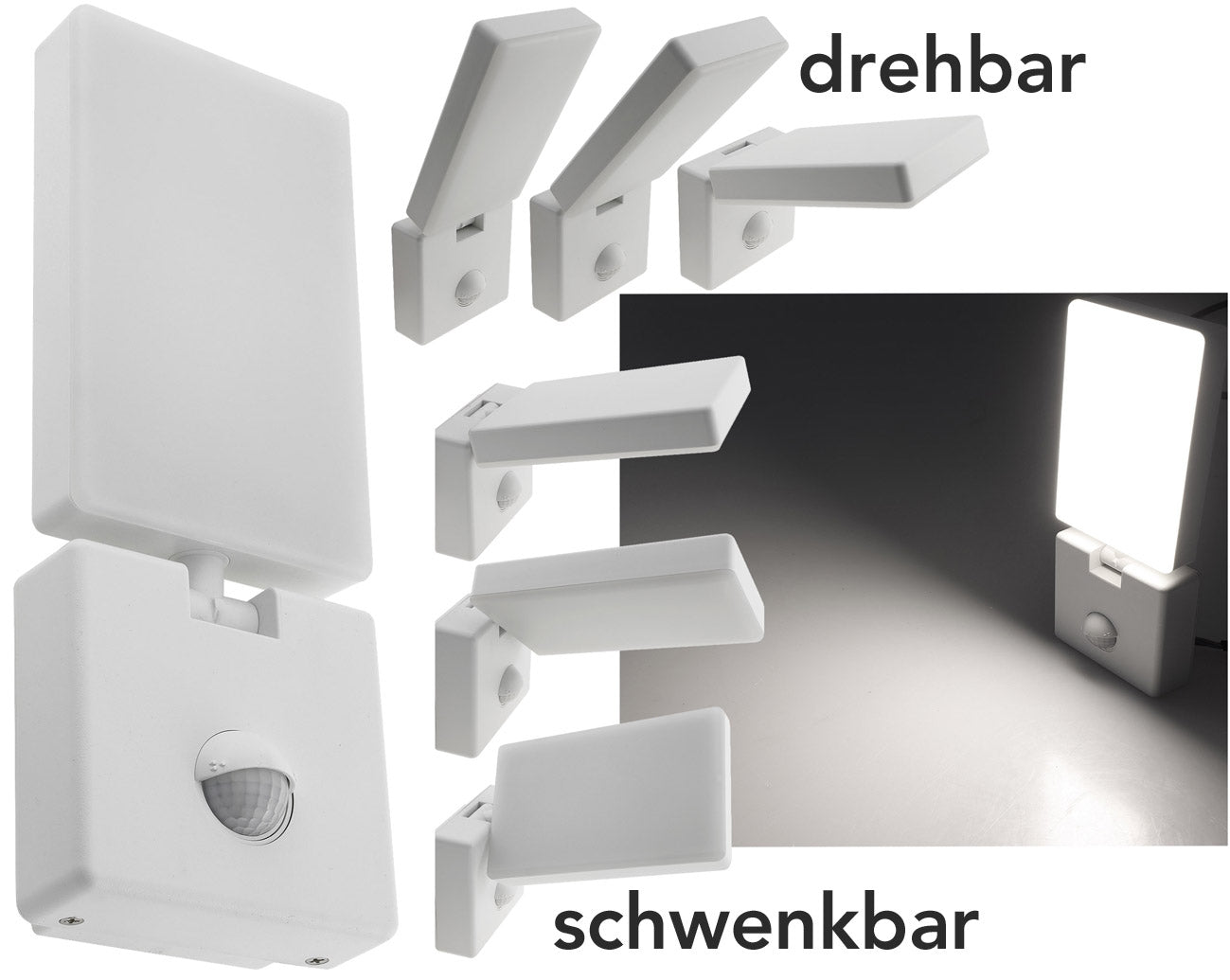 LED Wandleuchte "PORTAO" 4000K 15W, 1100lm, PIR-Bewegungsmelder, IP44