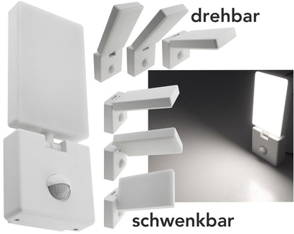 LED Wandleuchte "PORTAO" 4000K 15W, 1100lm, PIR-Bewegungsmelder, IP44