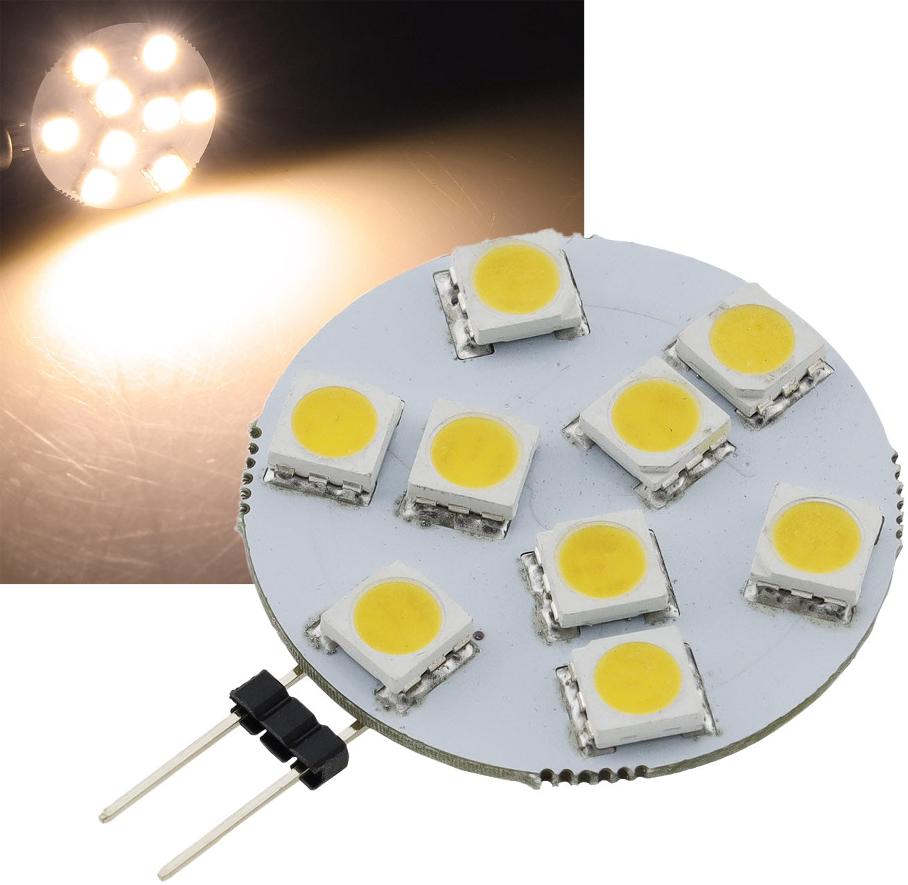 LED Stiftsockellampe G4 "HL-9" 3000k, 120lm, 120°, 12V/1,2W, warmweiß