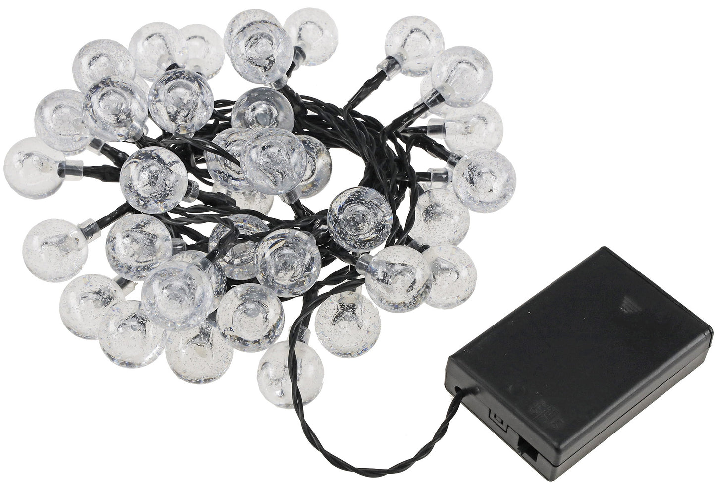 LED Batterie-Lichterkette "BubbleBall" 40 Kugeln 23mm Ø, 6m lang, warmweiß