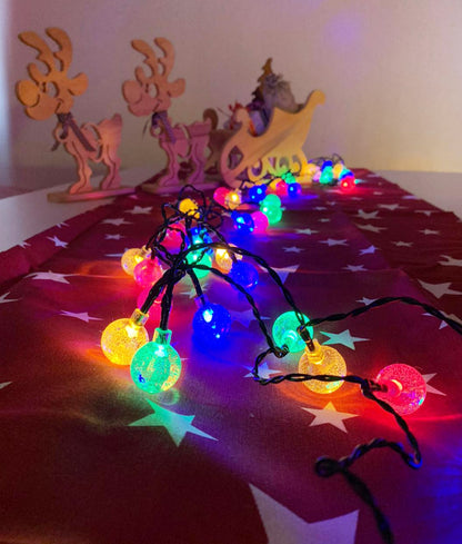 LED Batterie-Lichterkette "BubbleBall" 40 Kugeln 23mm Ø, 6m lang, multicolor