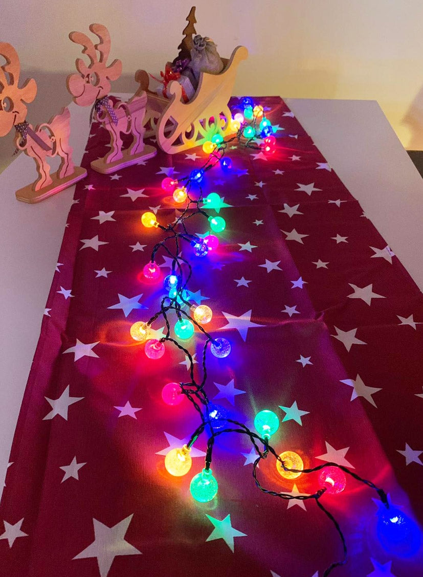 LED Batterie-Lichterkette "BubbleBall" 40 Kugeln 23mm Ø, 6m lang, multicolor