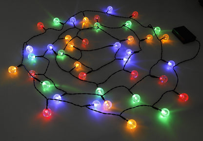 LED Batterie-Lichterkette "BubbleBall" 40 Kugeln 23mm Ø, 6m lang, multicolor