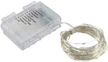LED Batterie-Lichterkette "SilverWire80" 80 micro LEDs, 8m, warmweiß, IP44