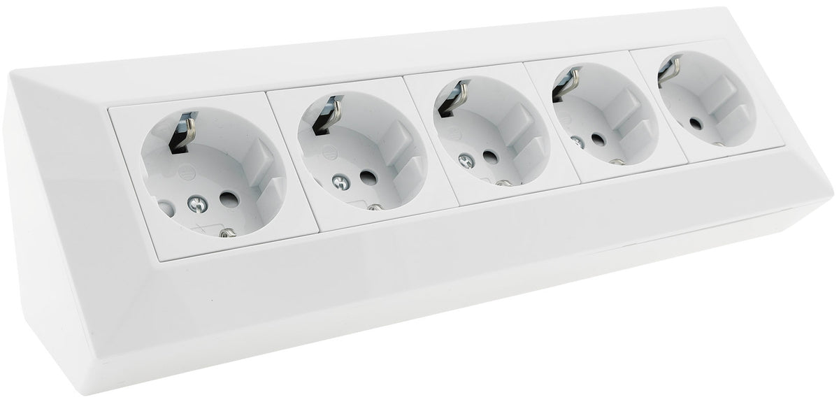 5-fach Steckdosenblock, weiß 250V~/ 16A, Aufbaumontage