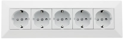 5-fach Steckdosenblock, weiß 250V~/ 16A, Aufbaumontage
