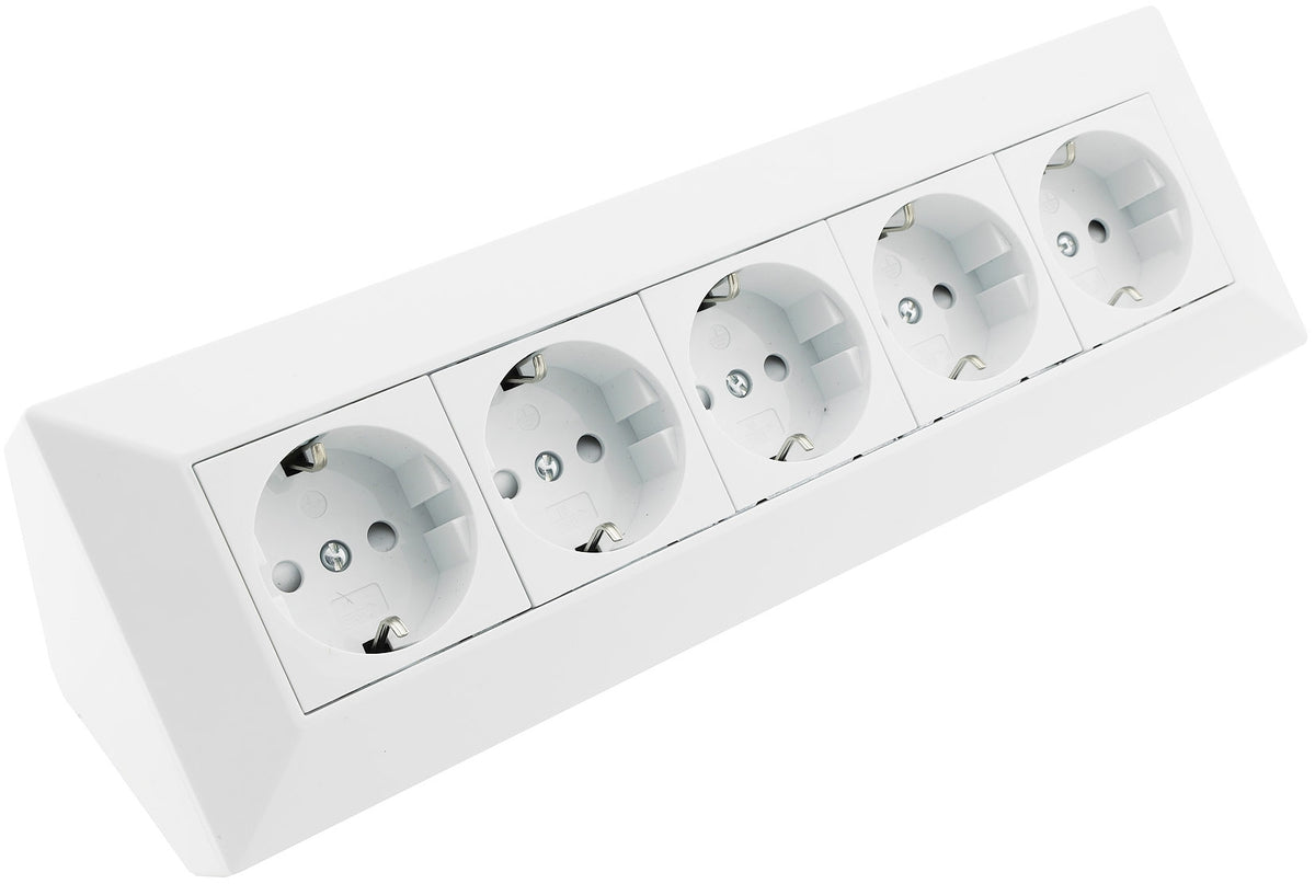 5-fach Steckdosenblock, weiß 250V~/ 16A, Aufbaumontage