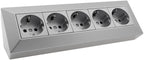 5-fach Steckdosenblock, silber 250V~/ 16A, Aufbaumontage