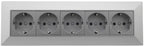 5-fach Steckdosenblock, silber 250V~/ 16A, Aufbaumontage