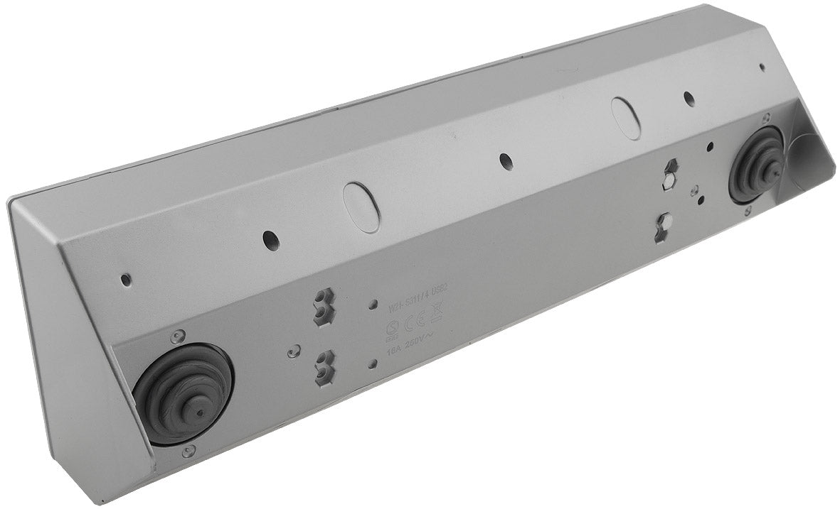 4-fach Steckdosenblock + 2x USB, silber 250V~/ 16A, Aufbaumontage