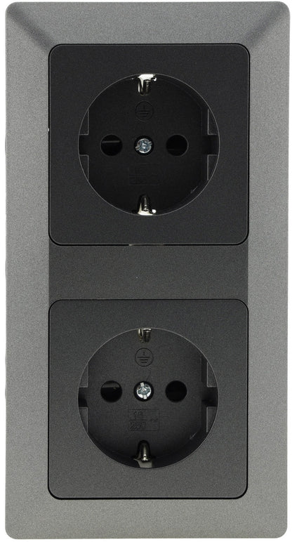 MILOS Set 2 Steckdo.+ 2-fach Rahmen 250V~/ 16A, Klemmanschluss, Anthrazit