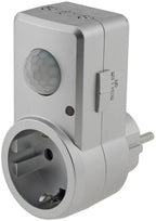 Zwischenstecker mit Bewegungsmelder 120°, 9m Reichweite , 230V/1200W, silber