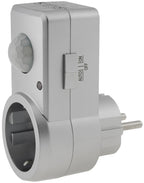 Zwischenstecker mit Bewegungsmelder 120°, 9m Reichweite , 230V/1200W, silber