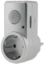 Zwischenstecker mit Bewegungsmelder 120°, 9m Reichweite , 230V/1200W, silber
