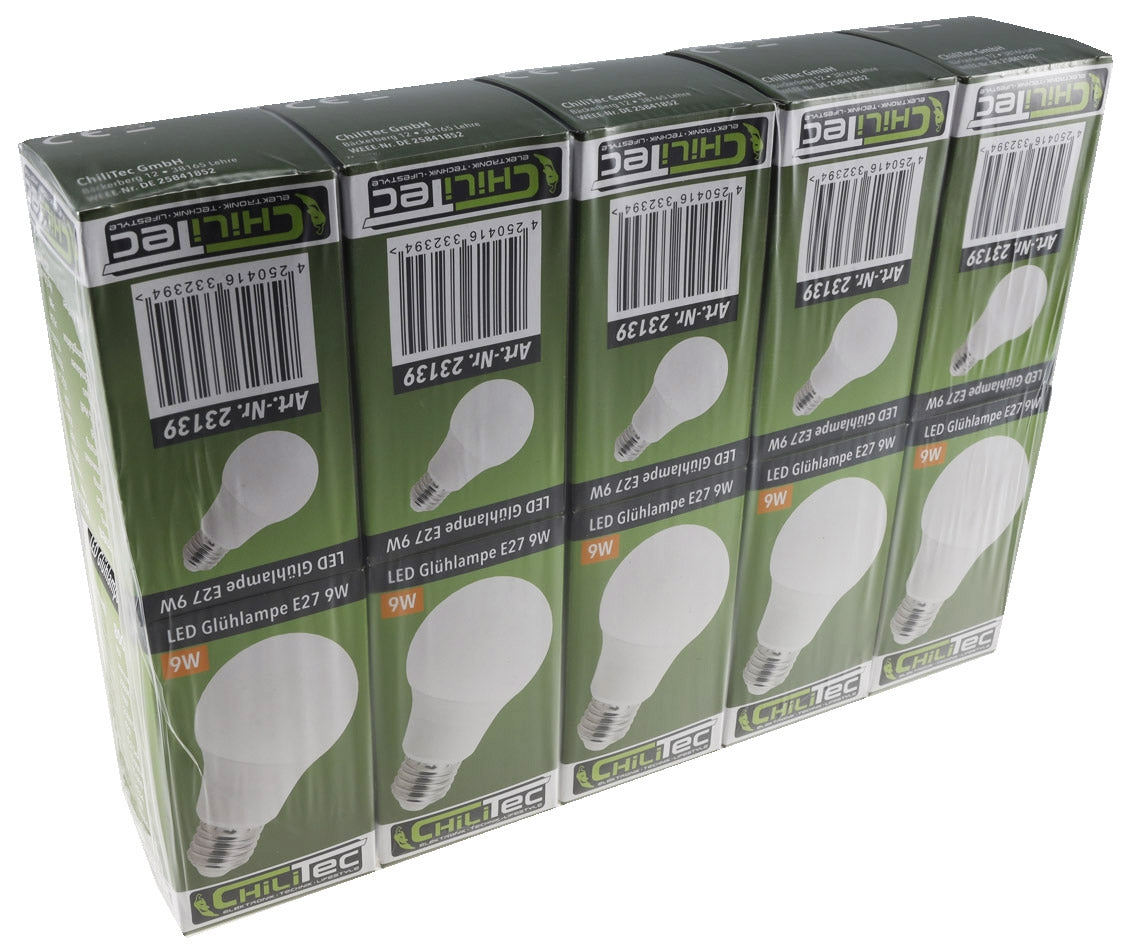 LED Glühlampe E27 "G80 Promo" 10er-Pack 2800k, 800lm, 230V/9W, 160°, warmweiß