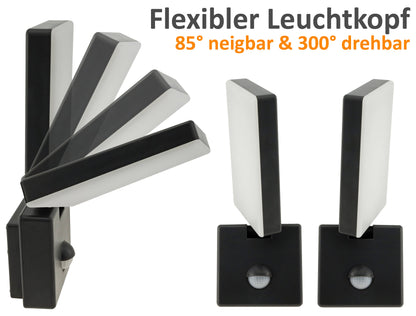 LED Wandleuchte ANTHRAZIT 4000K 15W, 1100lm, PIR-Bewegungsmelder, IP44
