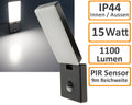 LED Wandleuchte ANTHRAZIT 4000K 15W, 1100lm, PIR-Bewegungsmelder, IP44