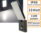LED Wandleuchte ANTHRAZIT 4000K 15W, 1100lm, PIR-Bewegungsmelder, IP44