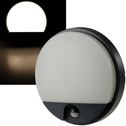 LED Wandleuchte ANTHRAZIT IP54, Rund 15W, 1150lm, Bewegungsmelder, 4000k