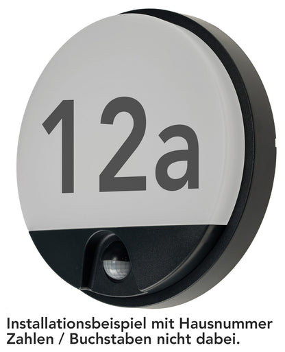 LED Wandleuchte ANTHRAZIT IP54, Rund 15W, 1150lm, Bewegungsmelder, 4000k