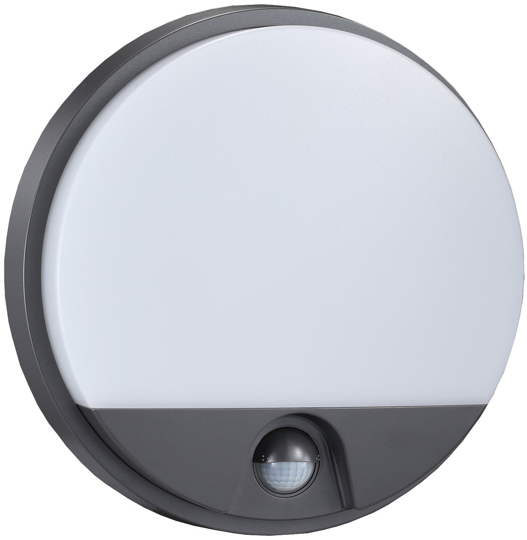 LED Wandleuchte ANTHRAZIT IP54, Rund 15W, 1150lm, Bewegungsmelder, 4000k