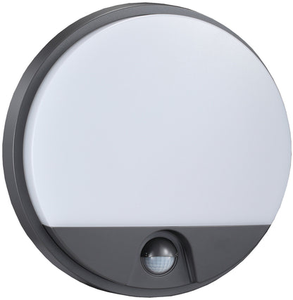 LED Wandleuchte ANTHRAZIT IP54, Rund 15W, 1150lm, Bewegungsmelder, 4000k