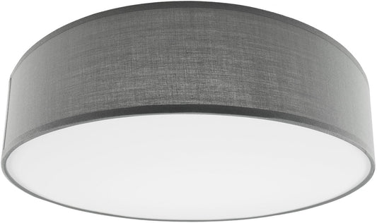 Deckenleuchte mit Textilschirm grau ØxH 40x10cm, für 3x E14 Lampe