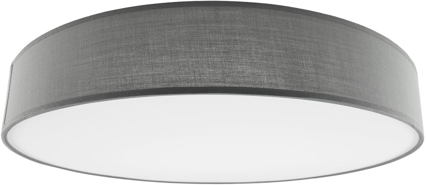 Deckenleuchte mit Textilschirm grau ØxH 50x12cm, für 4x E27 Lampe