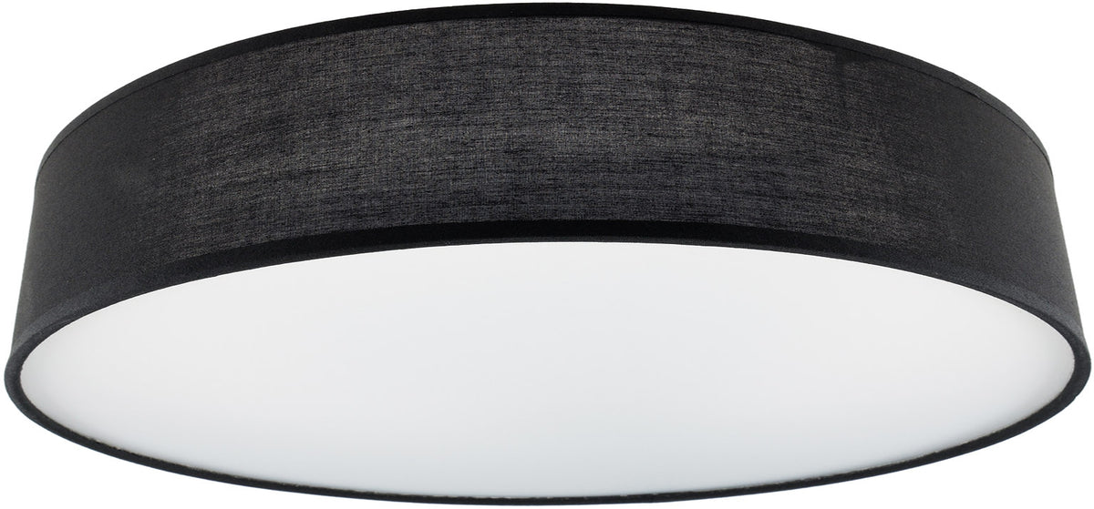 Deckenleuchte mit Textilschirm schwarz ØxH 50x12cm, für 4x E27 Lampe