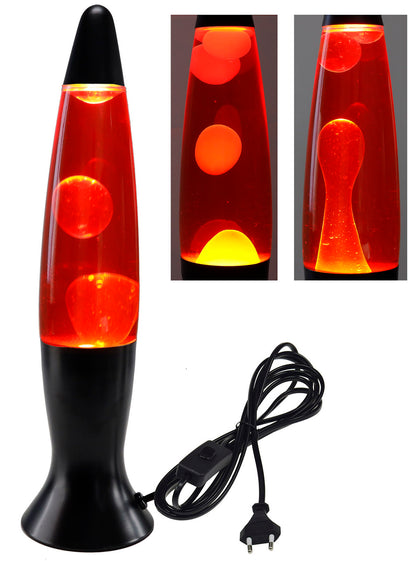 Lavalampe schwarz gelb / rot 40 cm
