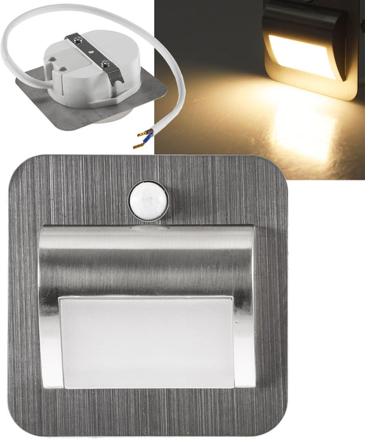 LED Einbauleuchte für UP-Dosen mit PIR Alu gebürstet 2W, 25lm, warmweiß