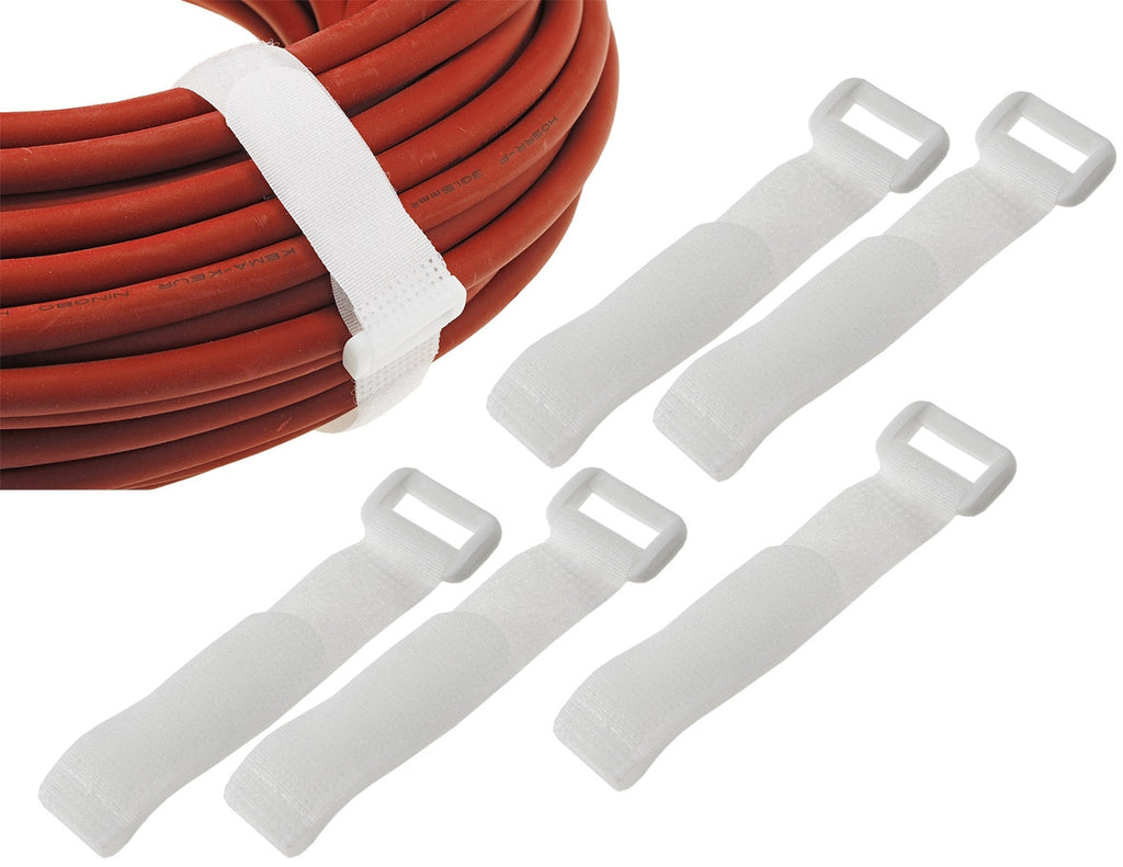 Klettband mit Öse, 5er Pack 15x2cm, weiß