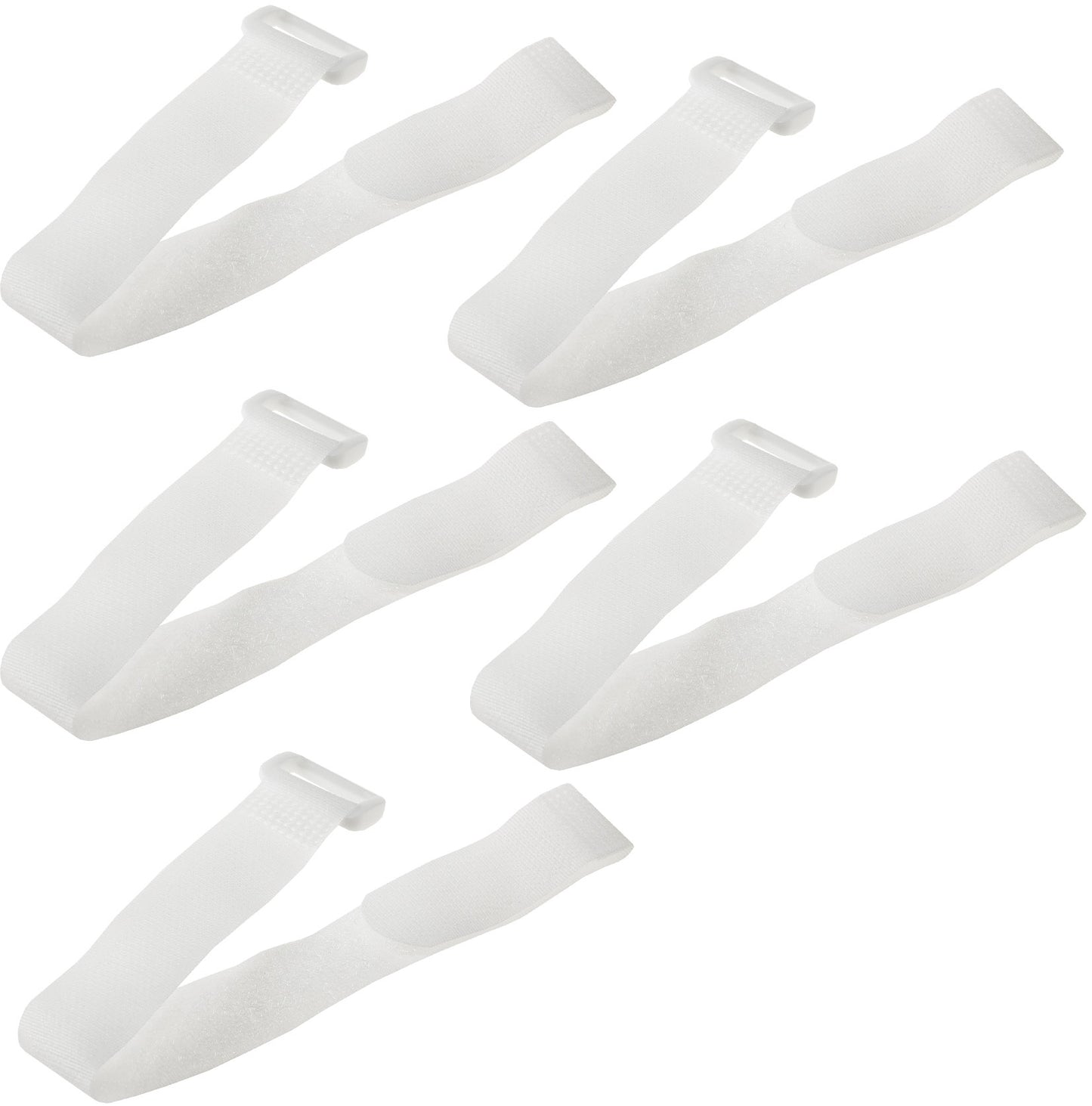 Klettband mit Öse, 5er Pack 30x2cm, Weiß
