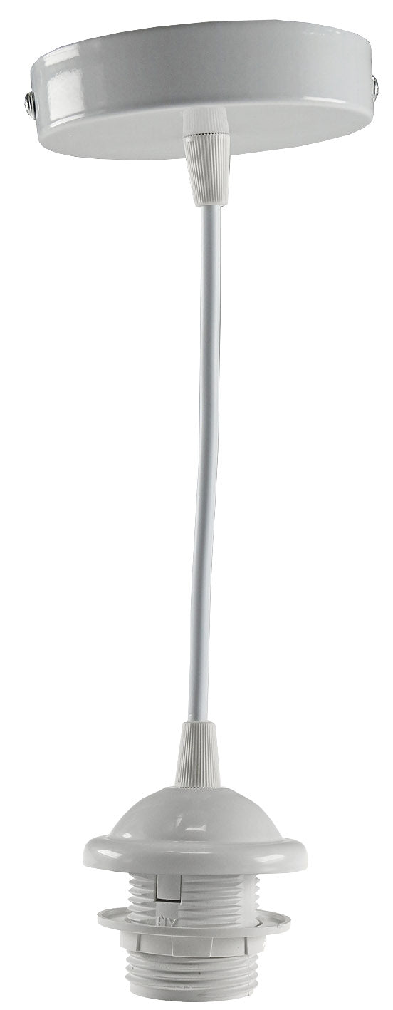 Hängeleuchte mit E27 Fassung, 80cm Kabel Ø 40mm für Lampenschirme, weiß