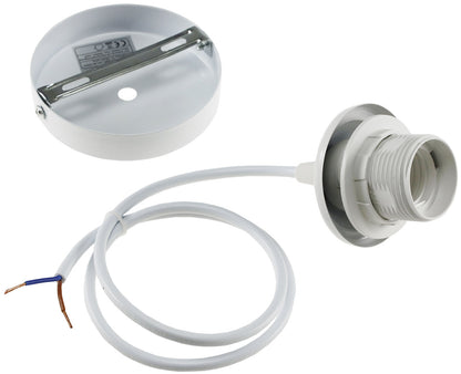 Hängeleuchte mit E27 Fassung, 80cm Kabel Ø 40mm für Lampenschirme, weiß