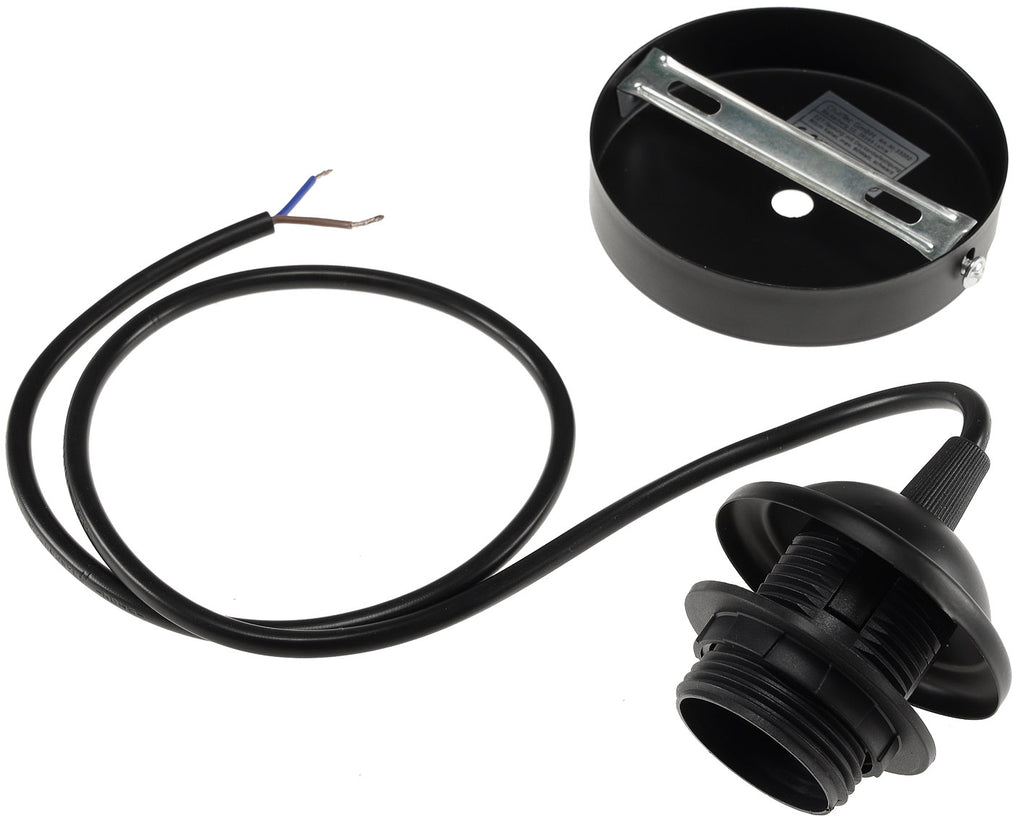 Hängeleuchte mit E27 Fassung, 80cm Kabel Ø 40mm für Lampenschirme, schwarz
