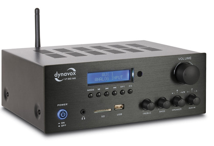 Hifi-Verstärker "VT-80 MK" 160W, schwarz 2xLine IN, USB/SD, Radio, Fernbedienung