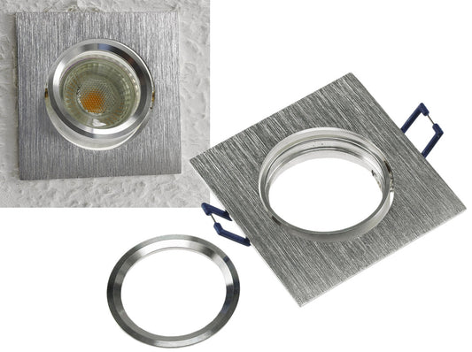 Einbaustrahler "CTE-84E" Eckig 84x84mm Einbau Ø68mm, neigbar, Clip Ring