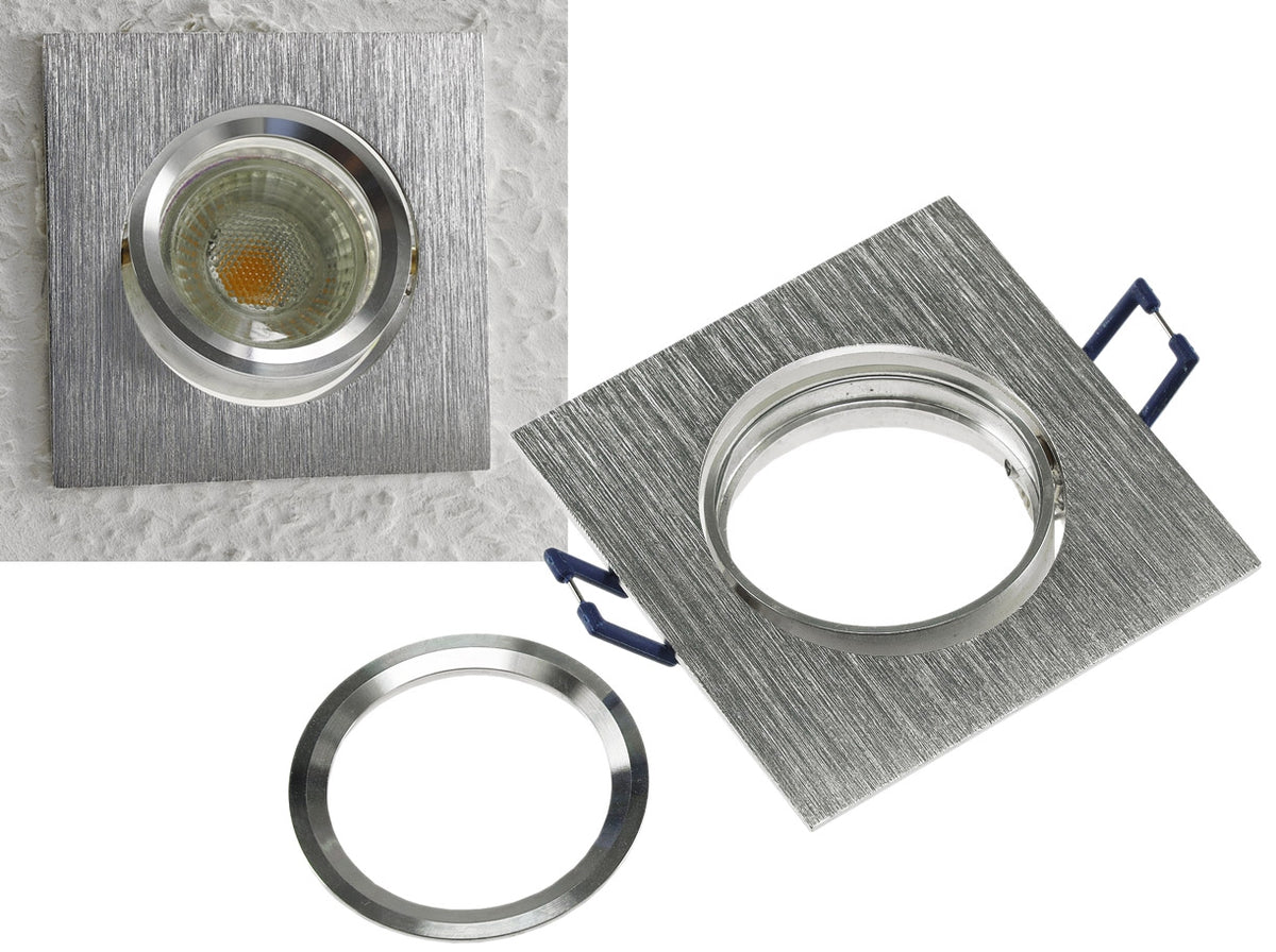 Einbaustrahler "CTE-84E" Eckig 84x84mm Einbau Ø68mm, neigbar, Clip Ring