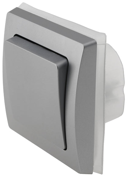 DELPHI Wechsel-Schalter IP44 250V~/ 10A, inkl. Rahmen, UP, silber