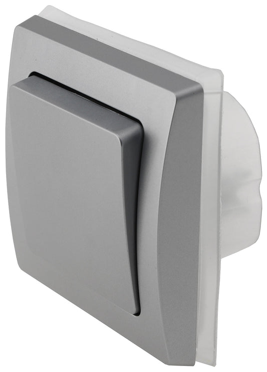 DELPHI Wechsel-Schalter IP44 250V~/ 10A, inkl. Rahmen, UP, silber