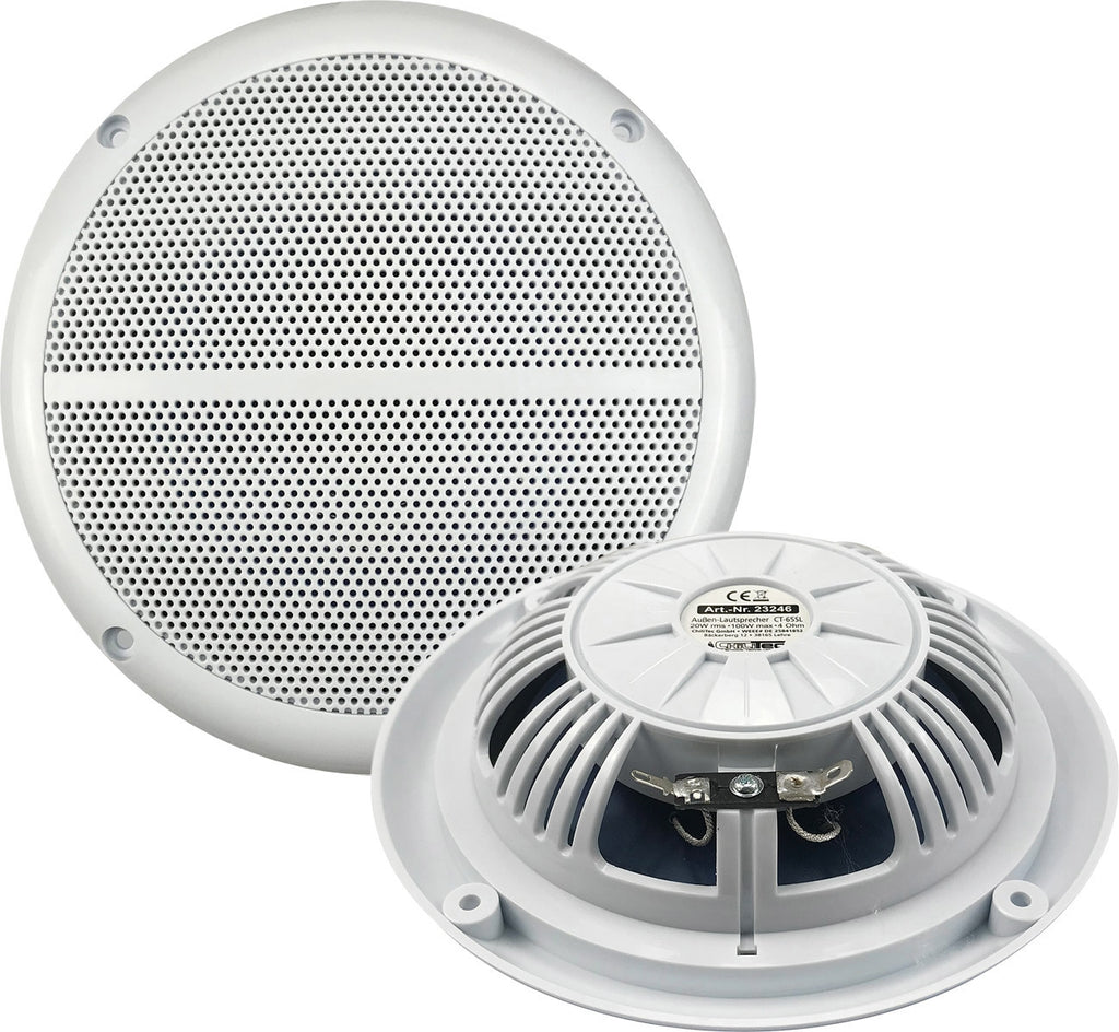 wasserfeste Außen-Lautsprecher "CT-65SL" SlimDesign 6,5", 100W, 80Hz-20KHz, PAAR