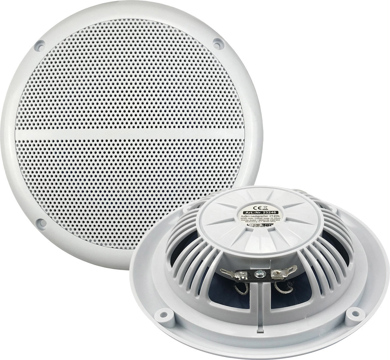 wasserfeste Außen-Lautsprecher "CT-65SL" SlimDesign 6,5", 100W, 80Hz-20KHz, PAAR