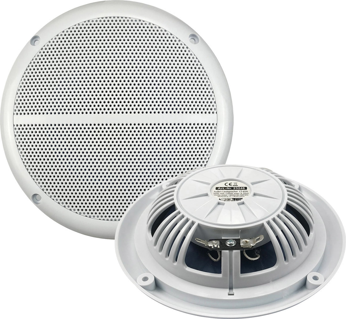 wasserfeste Außen-Lautsprecher "CT-65SL" SlimDesign 6,5", 100W, 80Hz-20KHz, PAAR