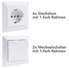 MILOS Starter-Kit, 16-teilig, weiß matt 6x Steckdose, 2x Schalter, Klemmanschl.