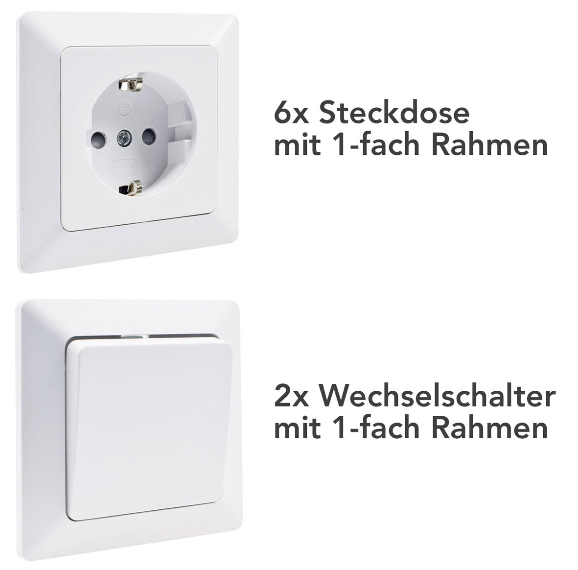 MILOS Starter-Kit, 16-teilig, weiß matt 6x Steckdose, 2x Schalter, Klemmanschl.